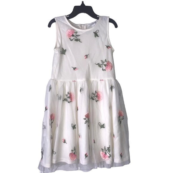 Nordstrom Tulle Dress Girls Size 6 Cream Embroidered and Tulle * - Picture 1 of 4